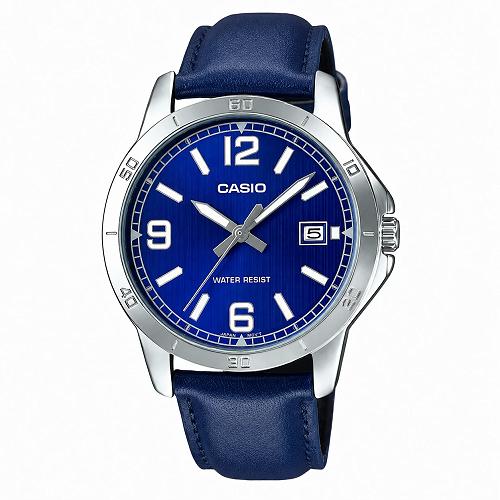 Casio MTP-V004L-2BUDF Enticer Men's Blue Dial Leather Watch
