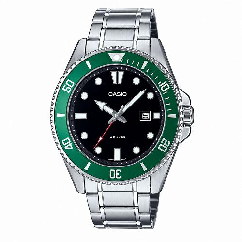 Casio MDV-107D-3AVDF Green Bezel Stainless Steel Men's Watch