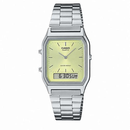 Casio AQ-230A-9AMQYDF Vintage Ana-Digi Gold Dial Watch
