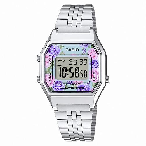 Casio Vintage LA680WA-2CDF Floral Digital Stainless Steel Watch