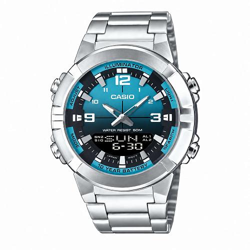 Casio AMW-870DA-2A2VDF Enticer Men's Analog-Digital Stainless Steel Watch
