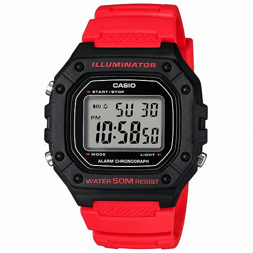 Casio W-218H-4BVDF Red Resin Digital Men's Watch