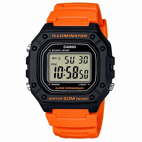Casio Youth W-218H-4B2VDF Digital Orange Strap Men's Watch