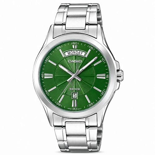 Casio Enticer MTP-1381D-3AVDF Green Dial Stainless Steel Men's Watch