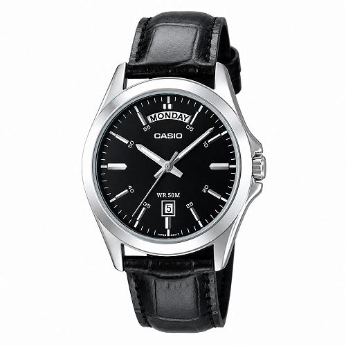 Casio Enticer MTP-1370L-1AVDF Black Dial Men's Leather Watch