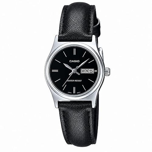 Casio LTP-V006L-1B2UDF Enticer Women's Black Leather Watch