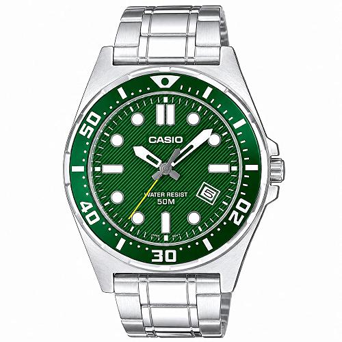 Casio MTD-135D-3AVDF Enticer Green Dial Men's Stainless Steel Watch