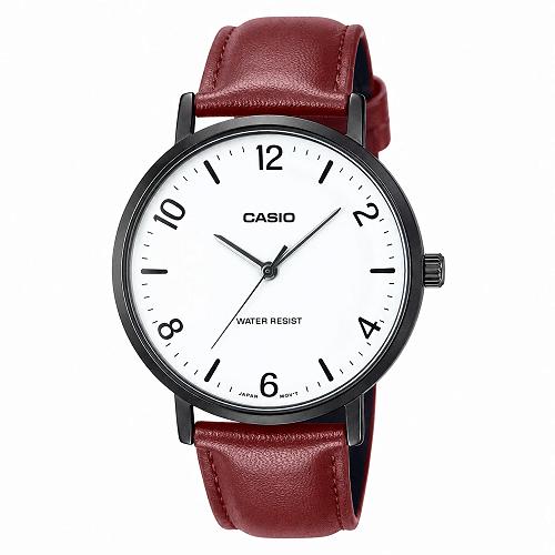 Casio MTP-VT03BL-7BDF Enticer Black Case Leather Men's Watch