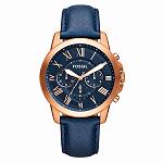 FOSSIL FS4835 Grant Chronograph Navy Leather Men's Watch