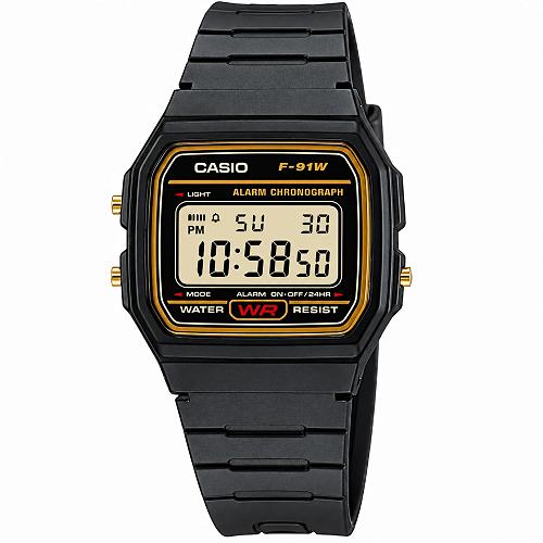 Casio F-91W-9DG Classic Digital Watch | Gold Border Edition