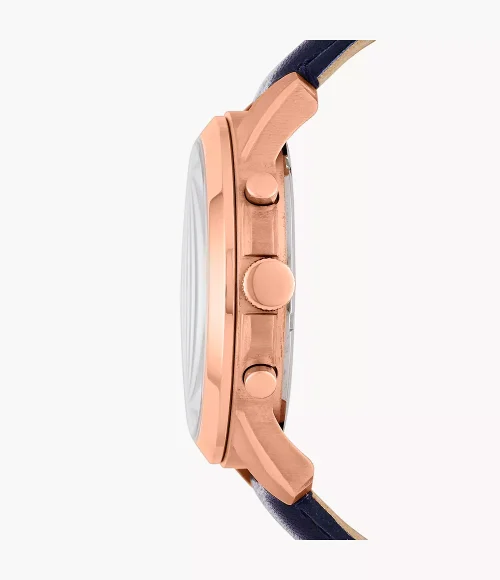 FOSSIL GRANT Chronograph Navy Leather Watch fs4835 - Image 3