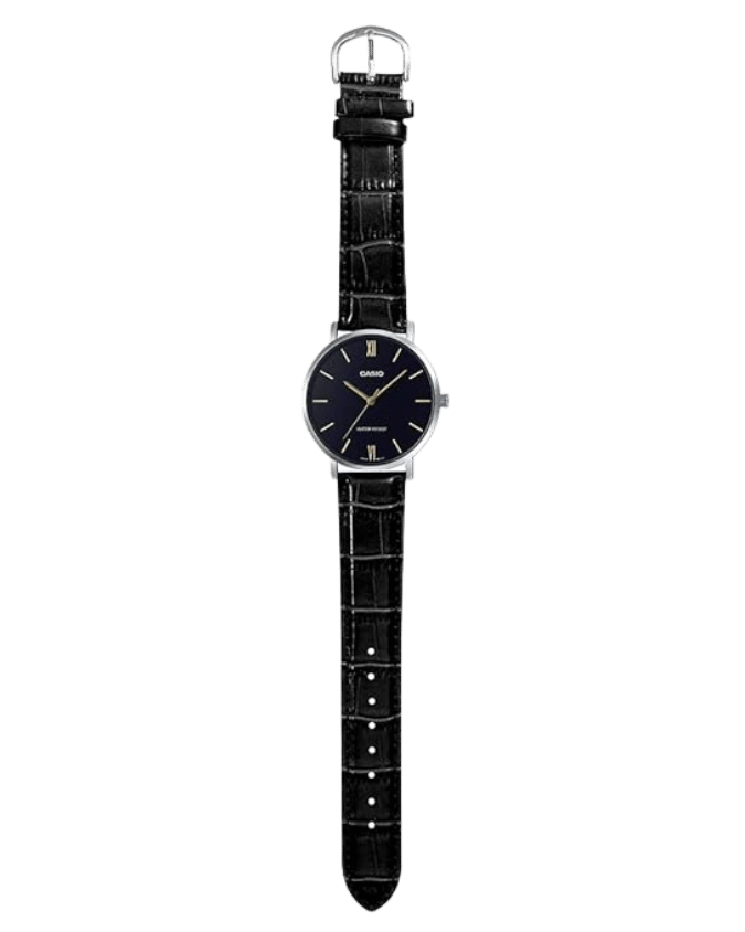 Black Leather Strap Watch