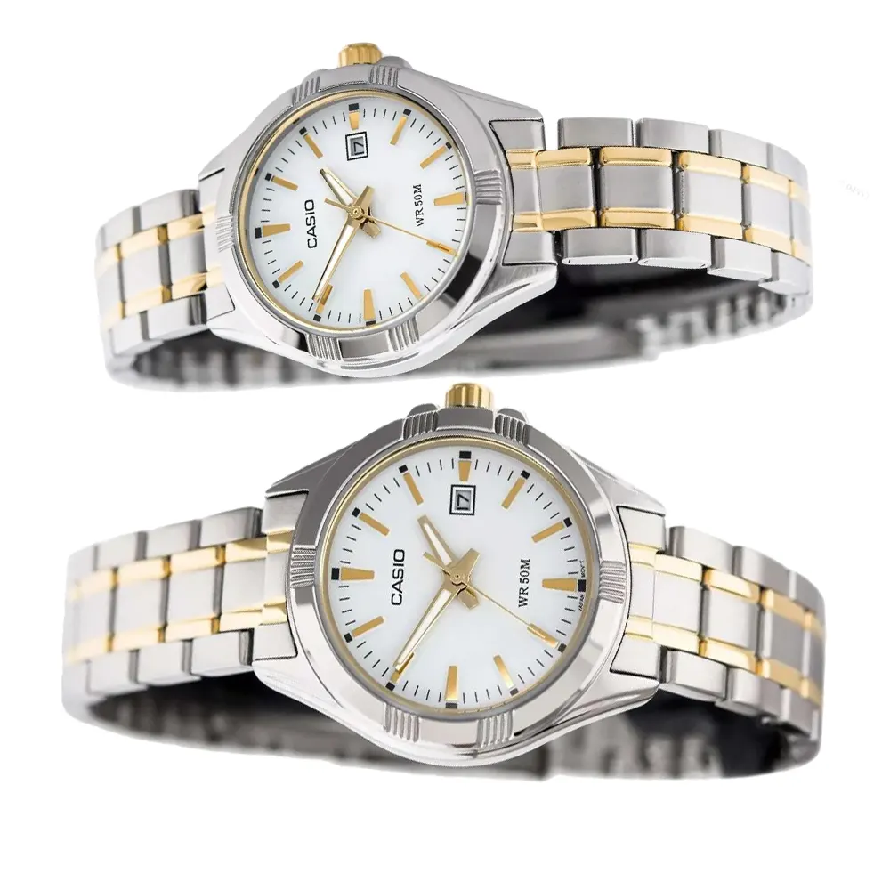 Casio LTP-1308SG-7ADF Two-Tone Elegant Ladies Watch with White Dial