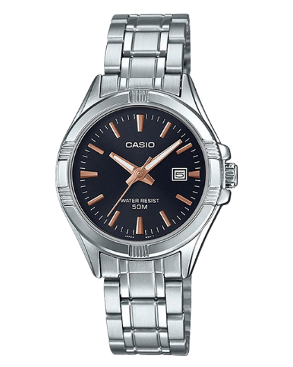 Casio LTP-1308D-1A2VDF Black Dial Ladies Watch Front View