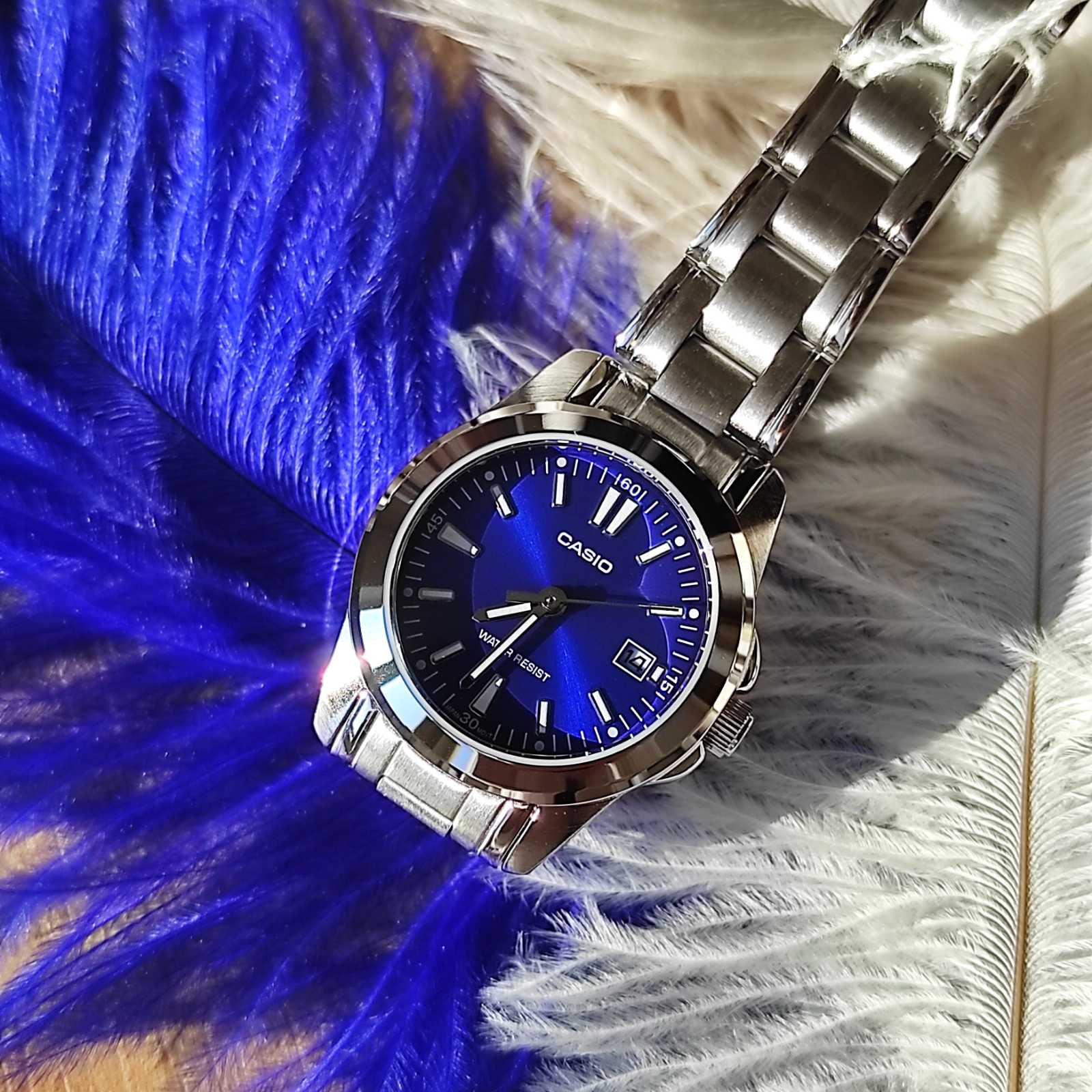 Casio LTP-1215A-2A2DF Chic Blue Dial Ladies Watch with Stainless Steel Band