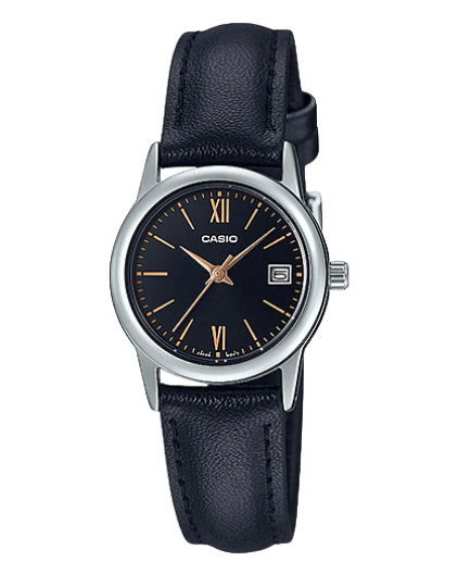 Casio LTP-V002L-1B3UDF Black Dial Ladies Watch Front View