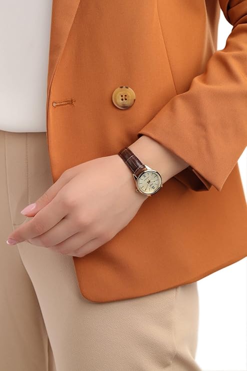 Close-up of gold-tone dial on Casio LTP-V005GL-9BUDF 