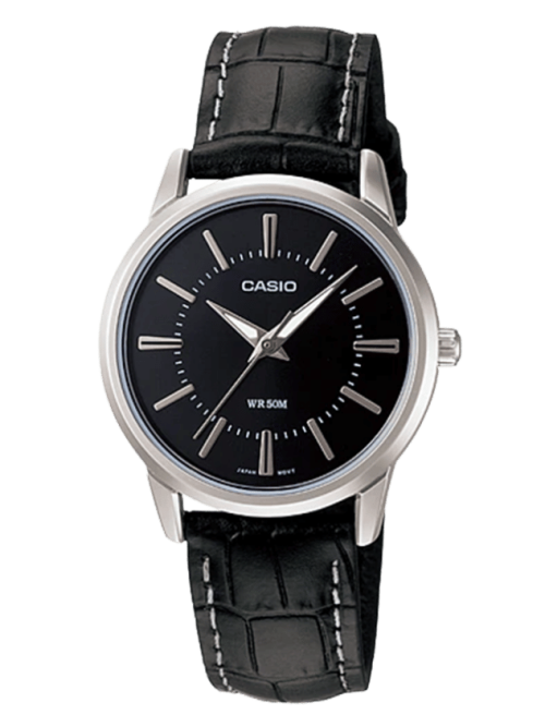 Casio LTP-1303L-1AVDF women’s watch with black dial and leather strap