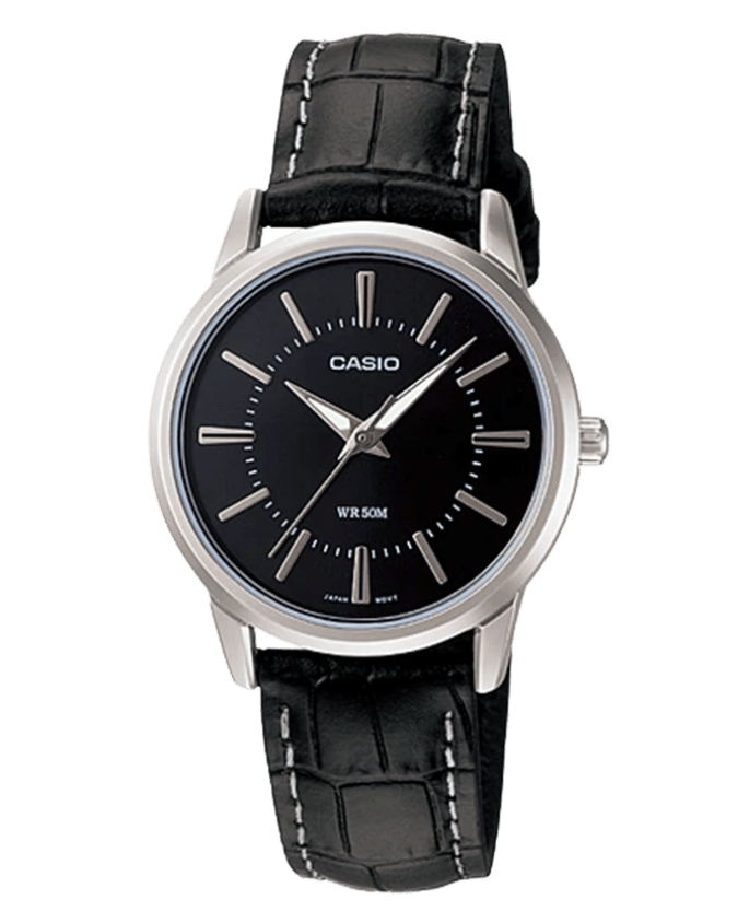 Casio LTP-1303L-1AVDF women’s watch with black dial and leather strap
