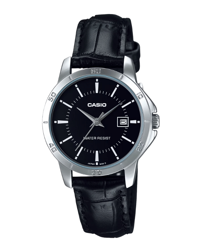 Casio LTP-V004L-1AUDF women’s watch with black leather strap