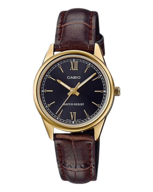 Casio LTP-V005GL-1B2UDF women’s black dial gold-tone watch