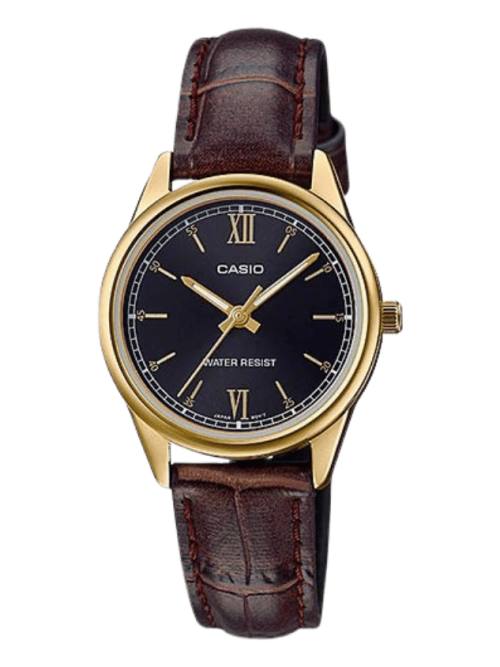 Casio LTP-V005GL-1B2UDF women’s black dial gold-tone watch