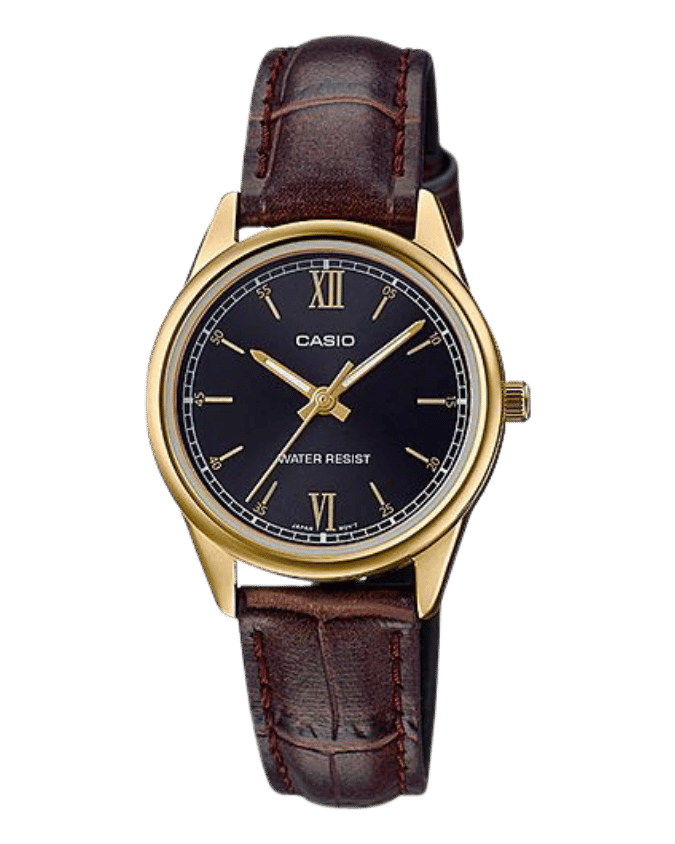 Casio LTP-V005GL-1B2UDF women’s black dial gold-tone watch