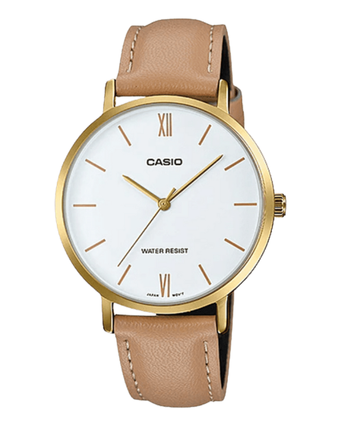 Casio LTP-VT01GL-7BUDF with white dial and gold-tone case