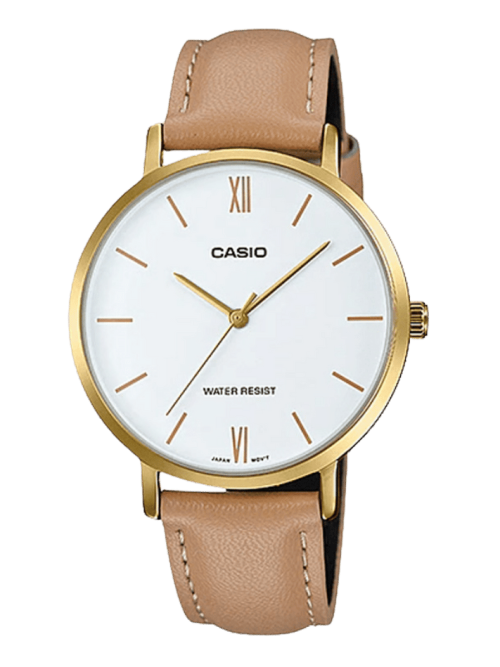 Casio LTP-VT01GL-7BUDF with white dial and gold-tone case