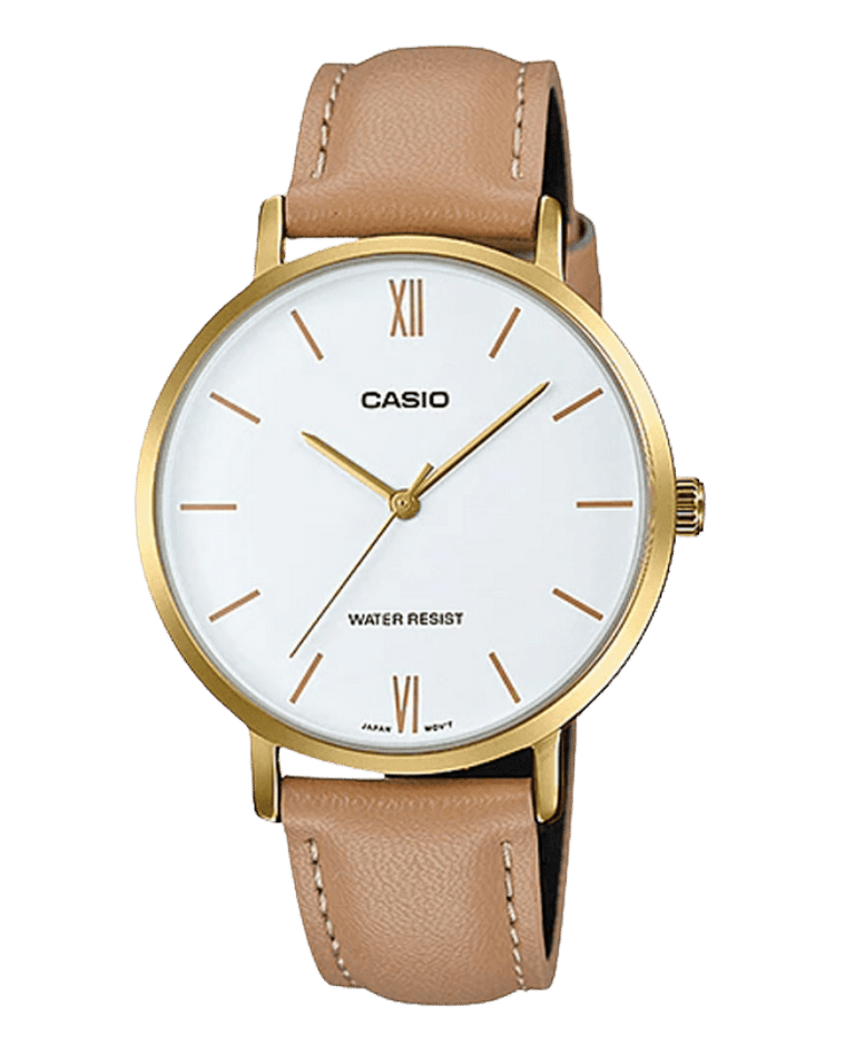 Casio LTP-VT01GL-7BUDF with white dial and gold-tone case