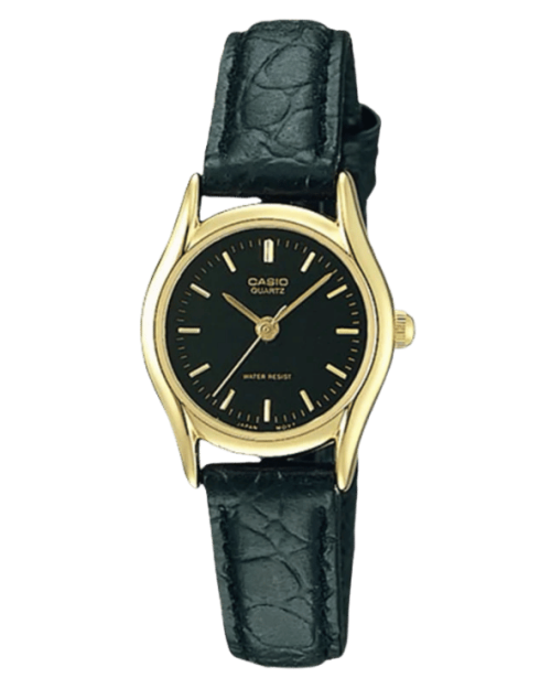 Casio LTP-1094Q-1ARDF black dial women’s watch with gold-tone case