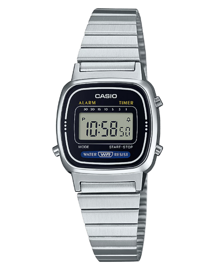 Casio LA670WA-1DF digital ladies watch with stainless steel band