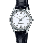 Casio LTP-V005L-7B2UDF with white dial and black leather strap