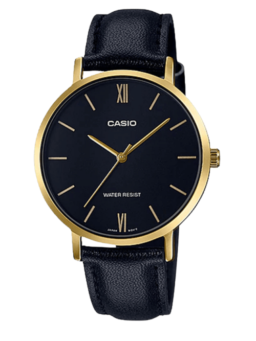 Casio LTP-VT01GL-1BUDF women’s watch with black dial and gold-tone case