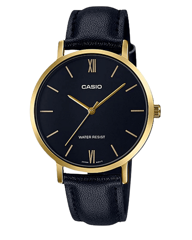 Casio LTP-VT01GL-1BUDF women’s watch with black dial and gold-tone case