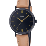 Casio LTP-VT02BL-1AUDF black dial with leather strap