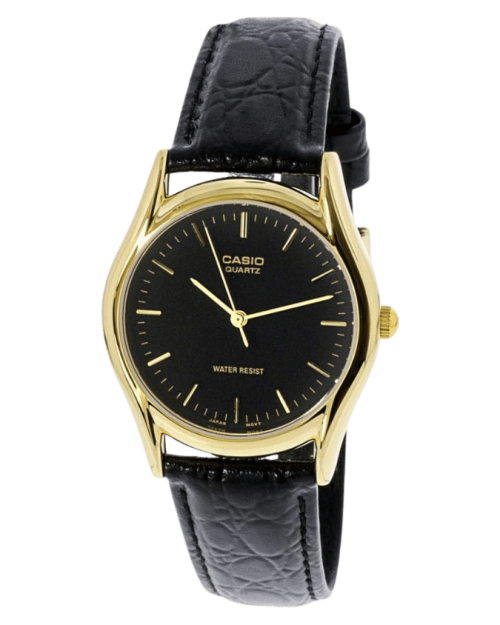 Casio MTP-1094Q-1A black dial men’s watch with gold-tone case
