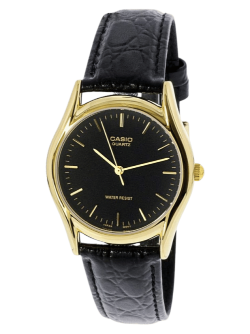 Casio MTP-1094Q-1A black dial men’s watch with gold-tone case