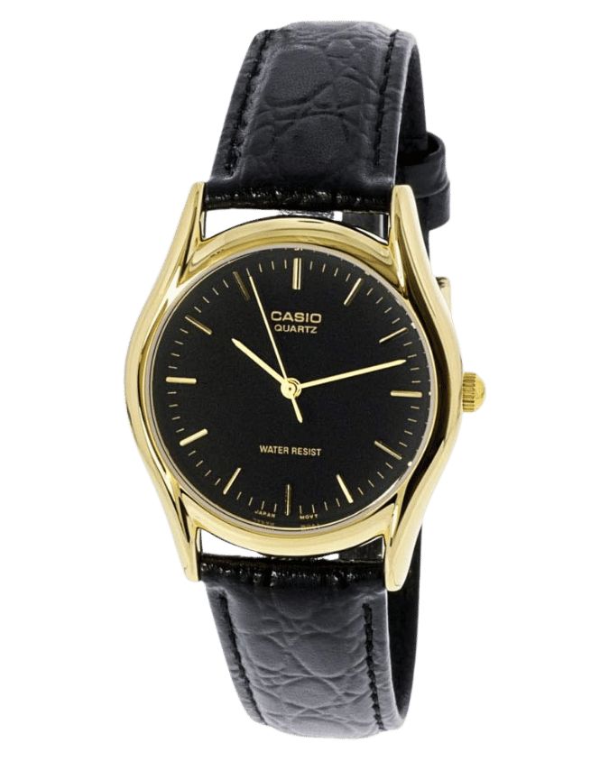 Casio MTP-1094Q-1A black dial men’s watch with gold-tone case