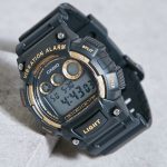 Side angle of Casio sports watch with rugged design and LED light