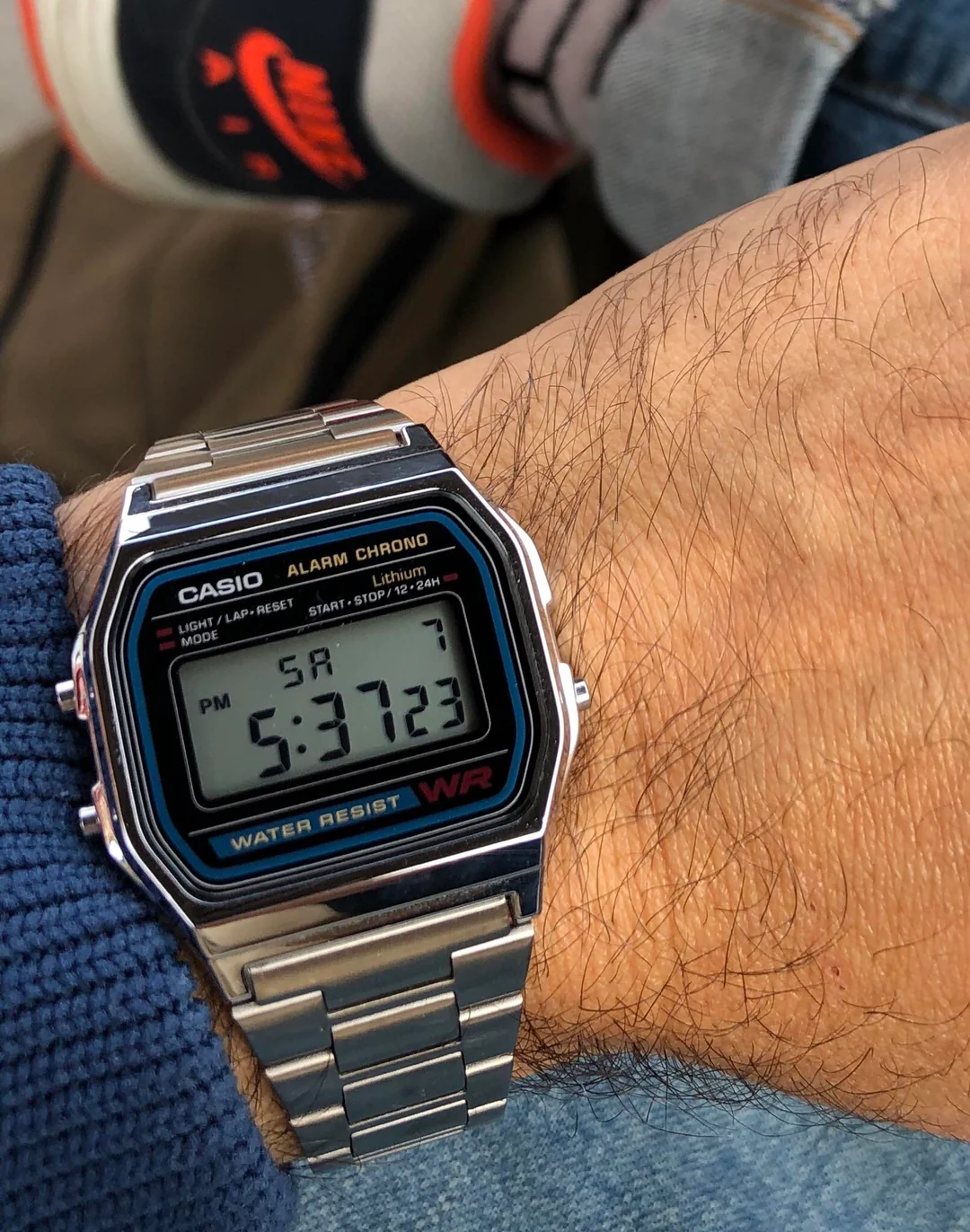 Front view of classic Casio digital timepiece