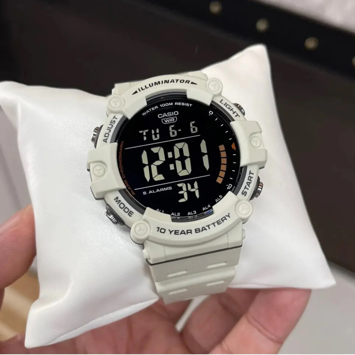 Side view of rugged Casio digital watch