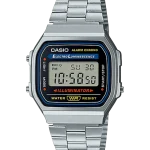 Casio A168WA-1WDF digital watch with stainless steel band