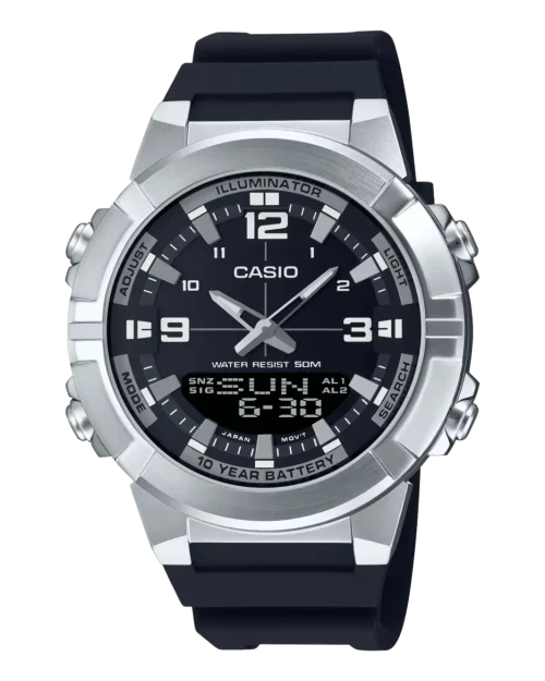 Casio AMW-870-1AVDF black analog-digital watch with resin strap