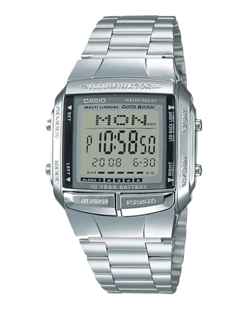 Casio DB-360-1AVDF digital data bank watch with silver strap