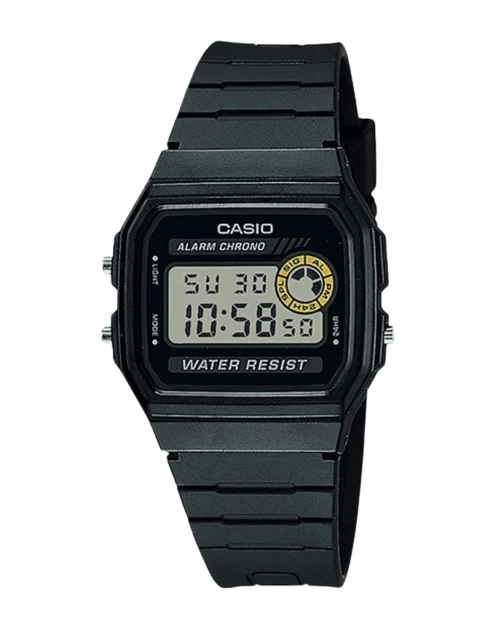 Casio F-94WA-8DG digital watch with resin strap and square display