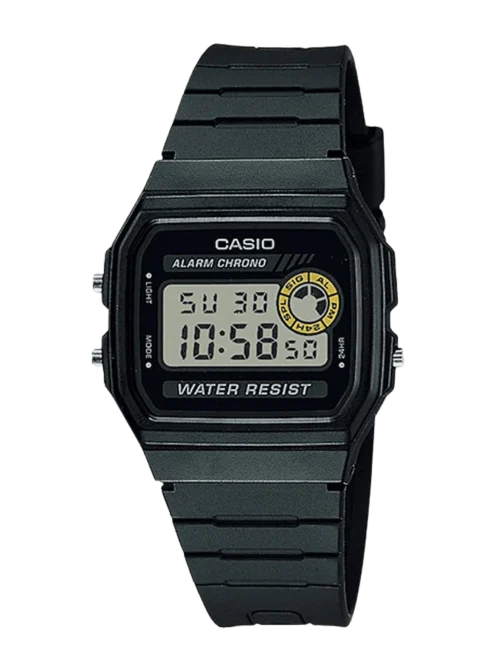 Casio F-94WA-8DG digital watch with resin strap and square display