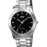 Casio LTP-1275D-1ADF silver bracelet watch with black dial