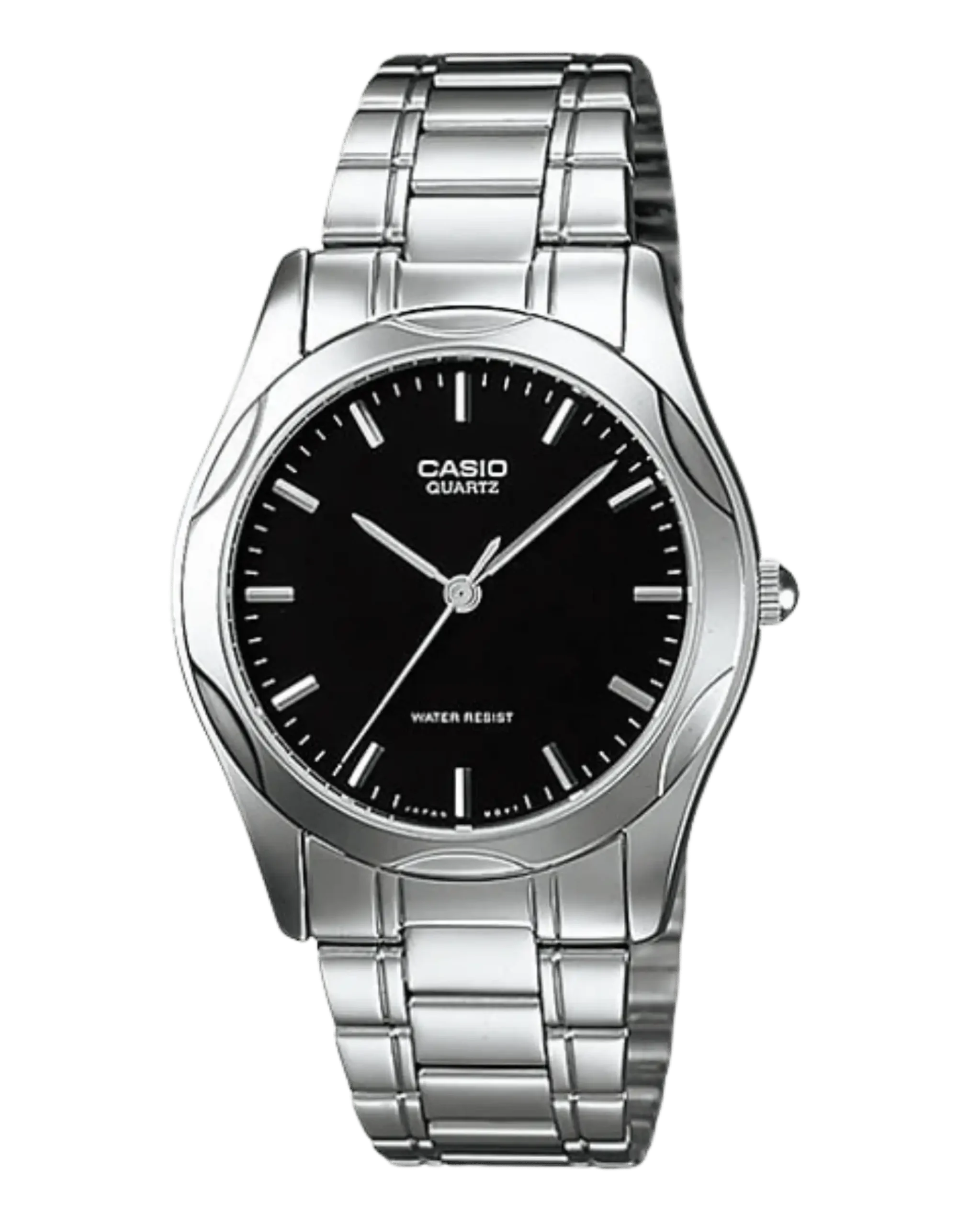Casio LTP-1275D-1ADF silver bracelet watch with black dial