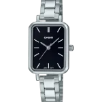 Casio LTP-V009D-1EVDF silver ladies watch with black dial